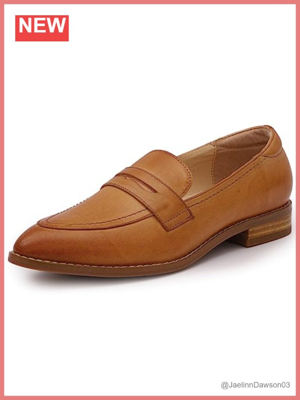 Women's Leather Pointed Toe Penny Loafers Slip On Flats Office